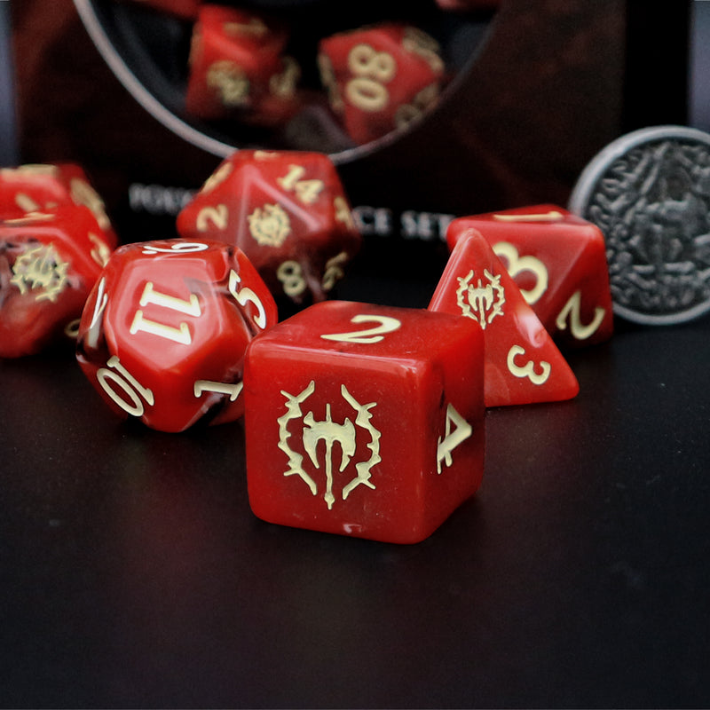 Various class dice sets (7 pieces, 1 coin)