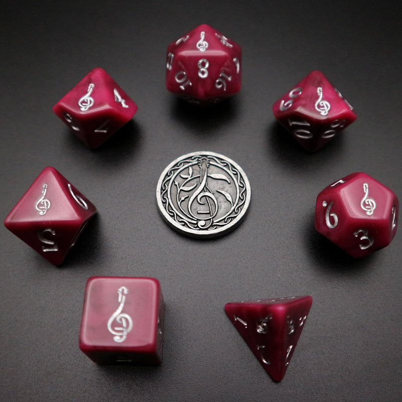 Various class dice sets (7 pieces, 1 coin)