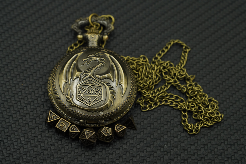 Drachen Amulett mit Mini-Würfelset