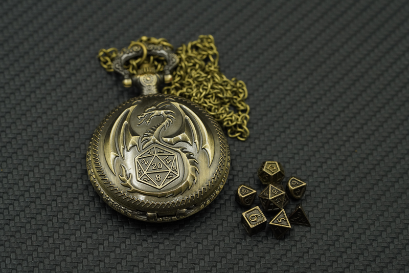 Drachen Amulett mit Mini-Würfelset