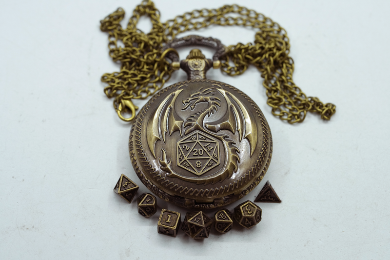 Drachen Amulett mit Mini-Würfelset