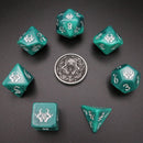 Different class cube sets (7 Dice, 1 coin)