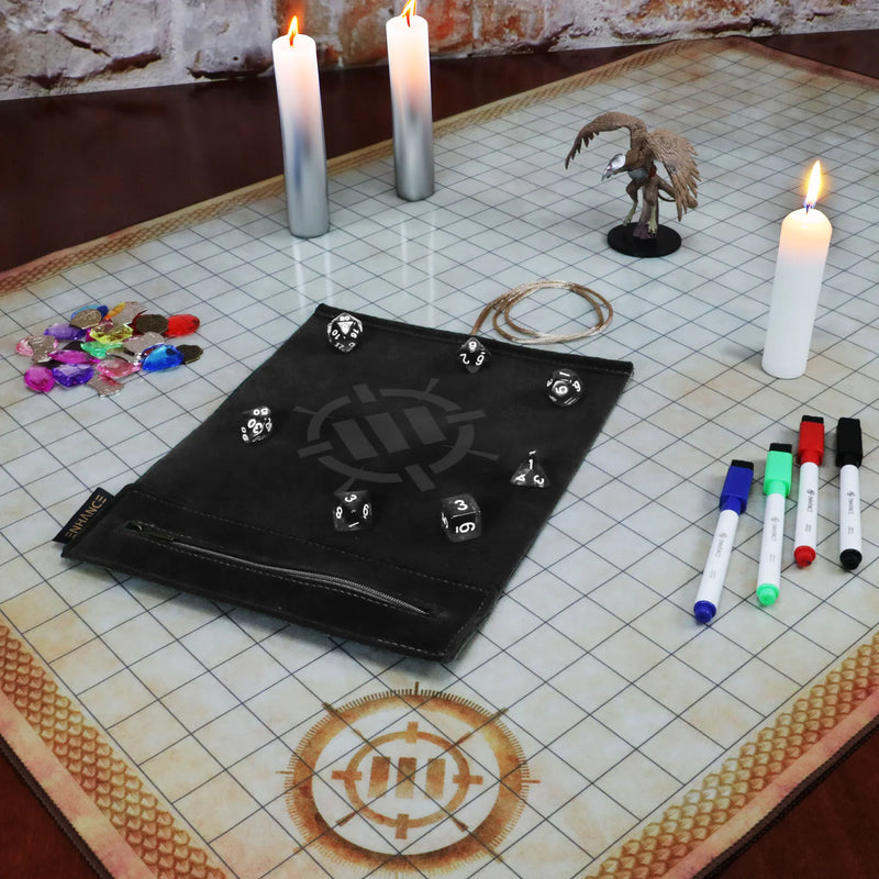 ENHANCE Dice Rolling Mat & 7pc Acrylic Dice Set