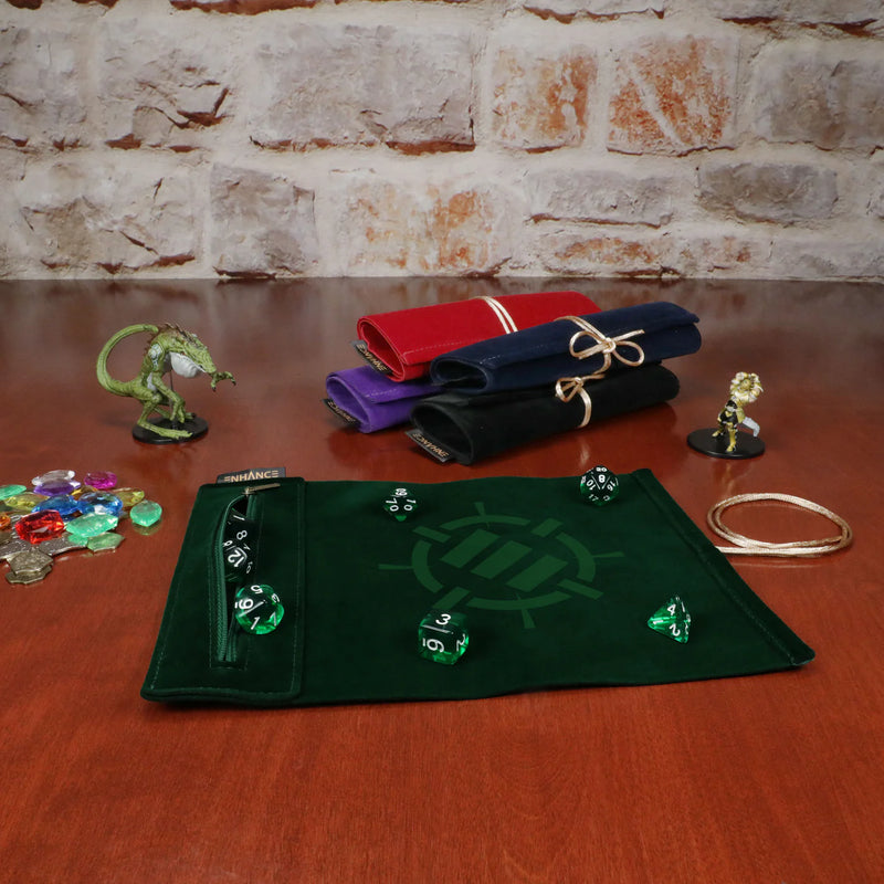 ENHANCE Dice Rolling Mat & 7pc Acrylic Dice Set