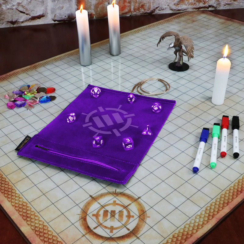 ENHANCE Dice Rolling Mat & 7pc Acrylic Dice Set