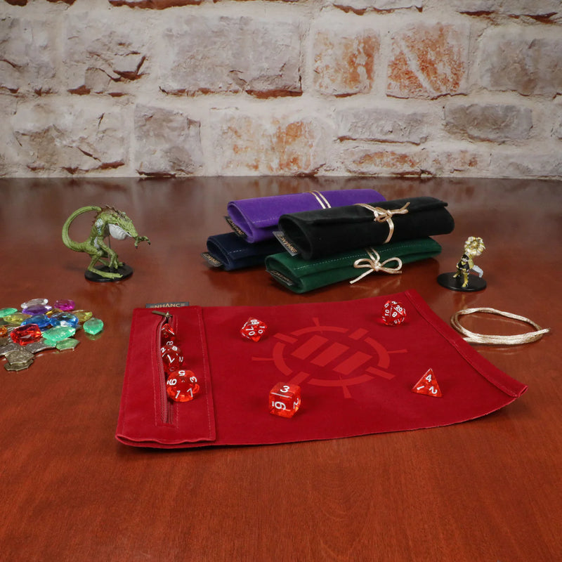 ENHANCE Dice Rolling Mat & 7pc Acrylic Dice Set