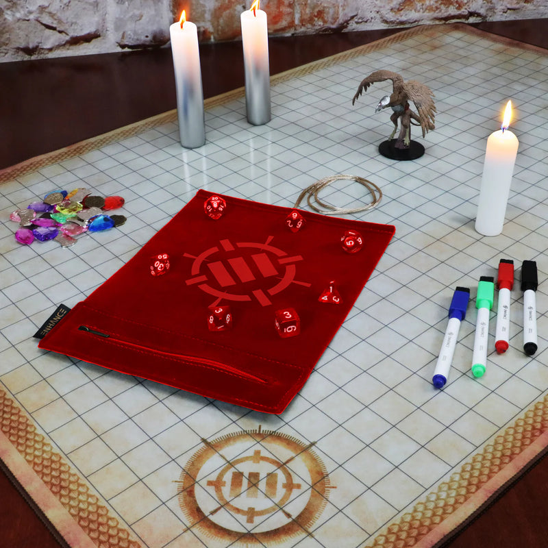ENHANCE Dice Rolling Mat & 7pc Acrylic Dice Set