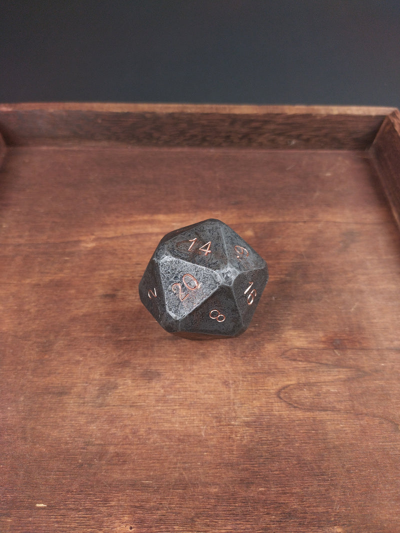Hand-forged Chonky D20 steel die 50mm 