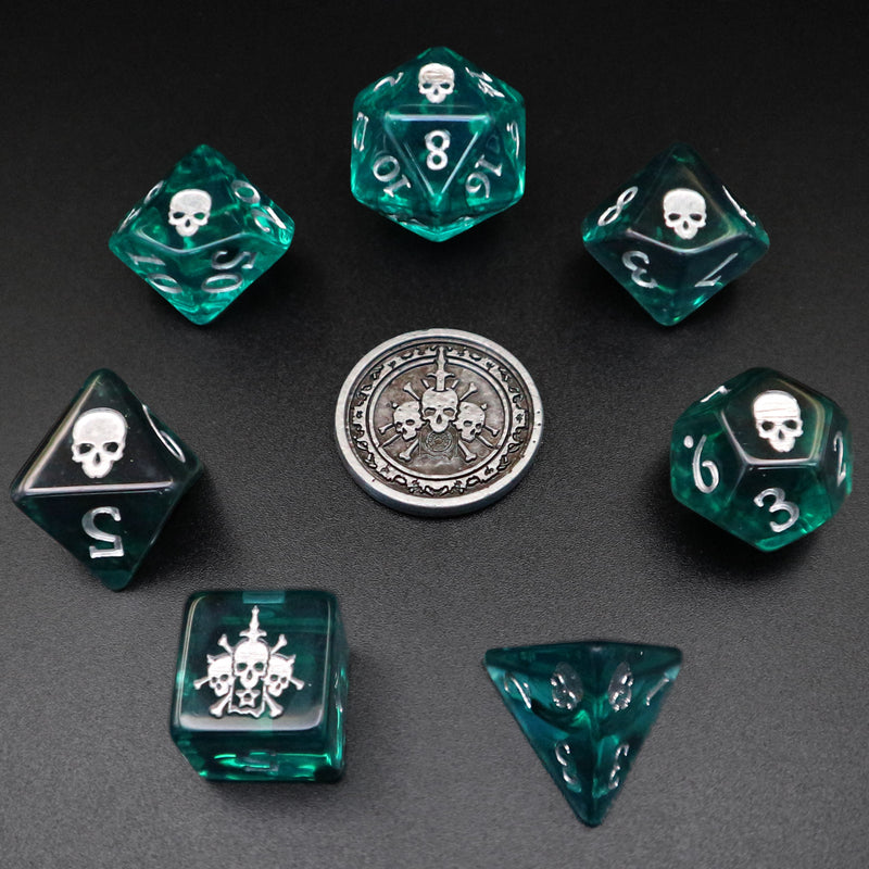 Various class dice sets (7 pieces, 1 coin)