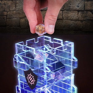 LED Dice Tower mit Bambusbasis (inkl. Acrylwürfelset)