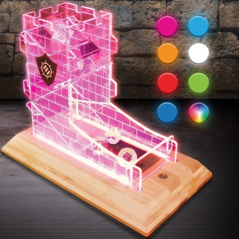 LED Dice Tower mit Bambusbasis (inkl. Acrylwürfelset)