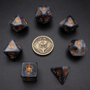 Different class cube sets in folian etui (10 Dice, 1 coin)
