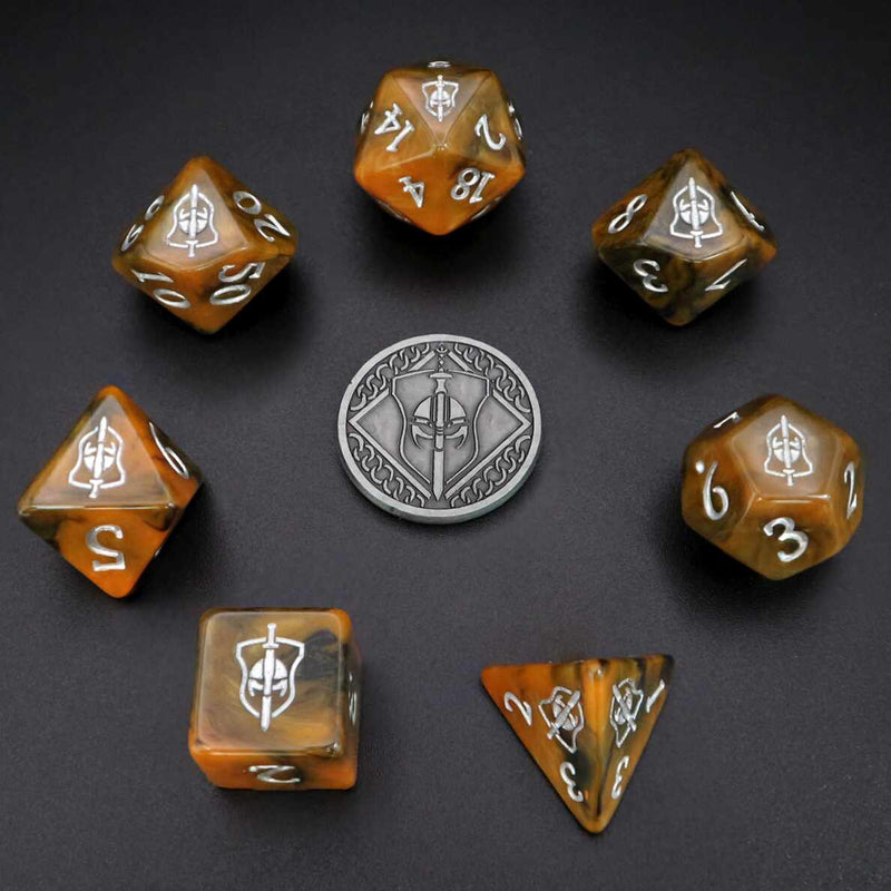 Various class dice sets (7 pieces, 1 coin)