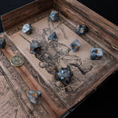 Different class cube sets in folian etui (10 Dice, 1 coin)