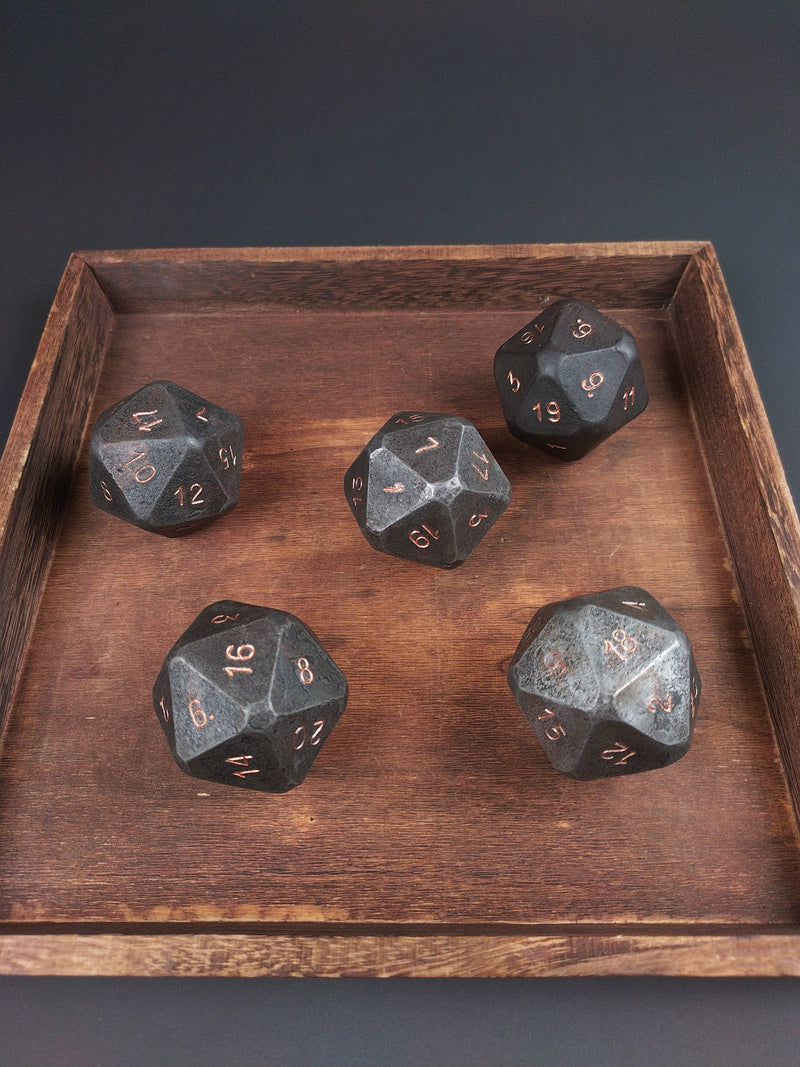 Hand-forged Chonky D20 steel die 50mm 