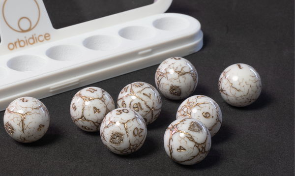 Orbidice Royal Nox – White & Gold Edition (Sphere Dice Set) 