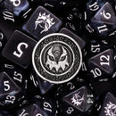 Different class cube sets in folian etui (10 Dice, 1 coin)