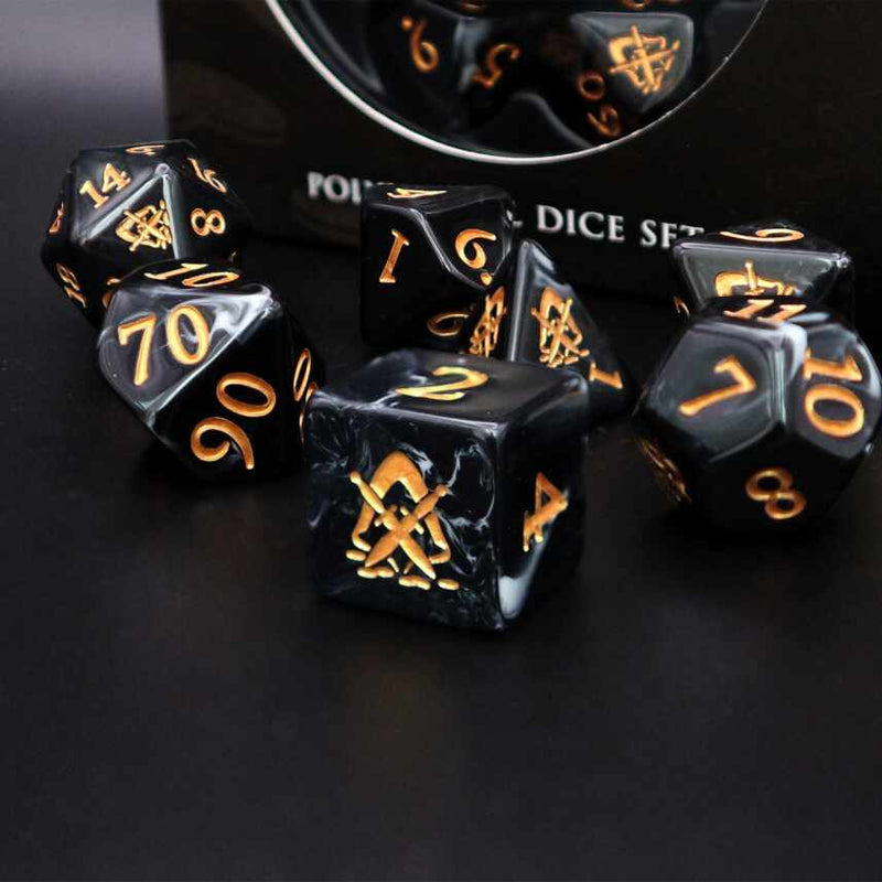 Various class dice sets (7 pieces, 1 coin)