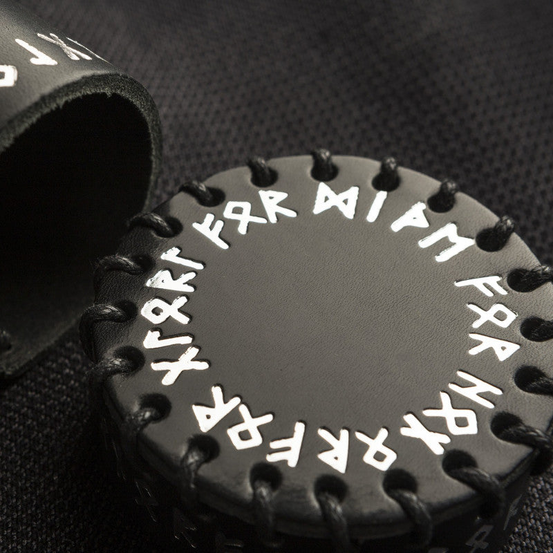 Runic Black leather dice cup