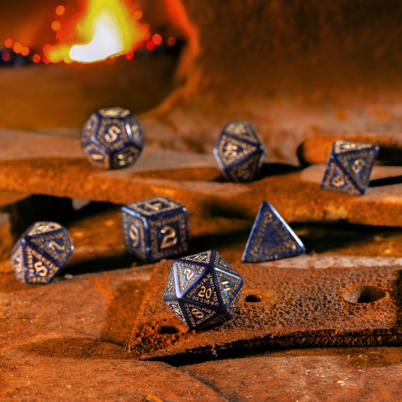 Runic Dice Set: Mixed-Blue & Gold