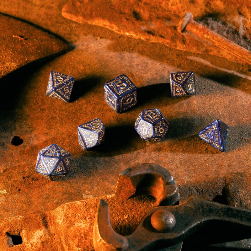 Runic Dice Set: Mixed-Blue & Gold