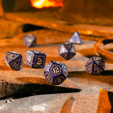 Runic Dice Set: Mixed-Blue & Gold