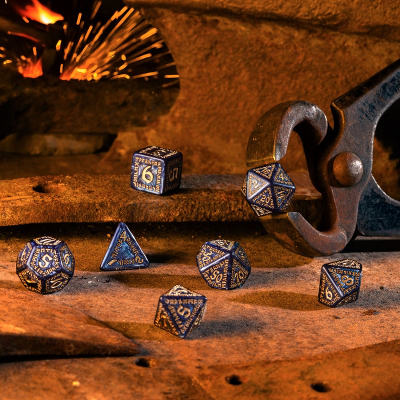 Runic Dice Set: Mixed-Blue & Gold
