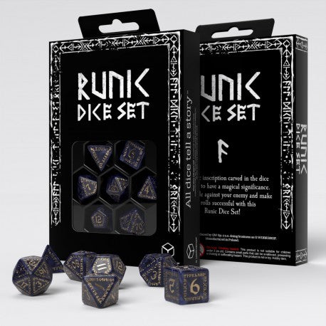 Runic Dice Set: Mixed-Blue & Gold