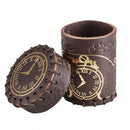 Steampunk - Brown & gold leather dice cup