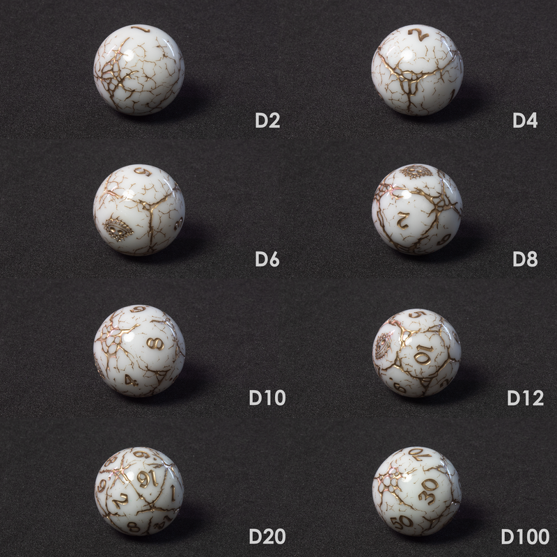 Orbidice Royal Nox – White & Gold Edition (Kugelwürfel-Set)