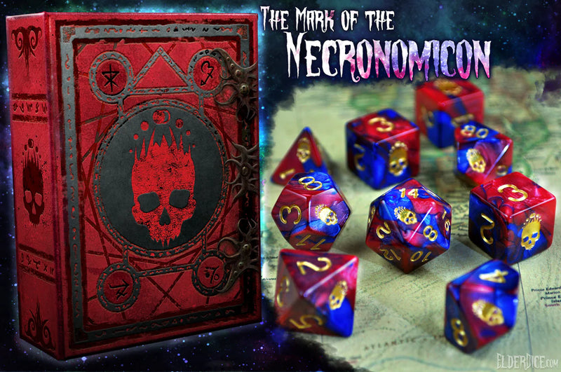 Elder Dice Necronomicon Blood & Magick Red and Blue