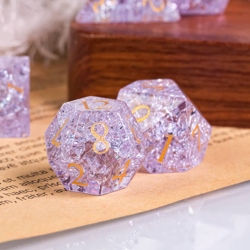 Glass cube Critcrack lilac