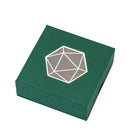Cardboard cube case with D20 viewing window green
