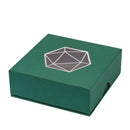 Cardboard cube case with D20 viewing window green