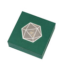 Cardboard cube case with D20 viewing window green