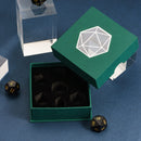 Cardboard cube case with D20 viewing window green